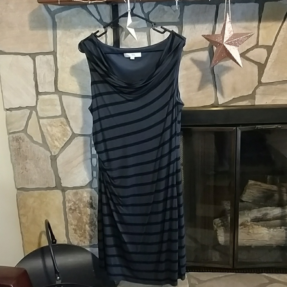 Loft black and gray straight fitted dress